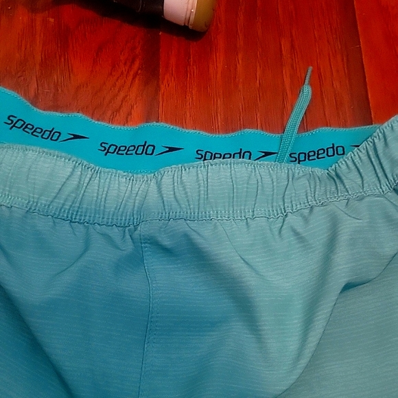 Mens speedo Swim shorts quick dry bottom lined color turquoise grey size large - Picture 3 of 10